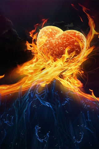 Heart in Fire for 320 x 480 iPhone resolution
