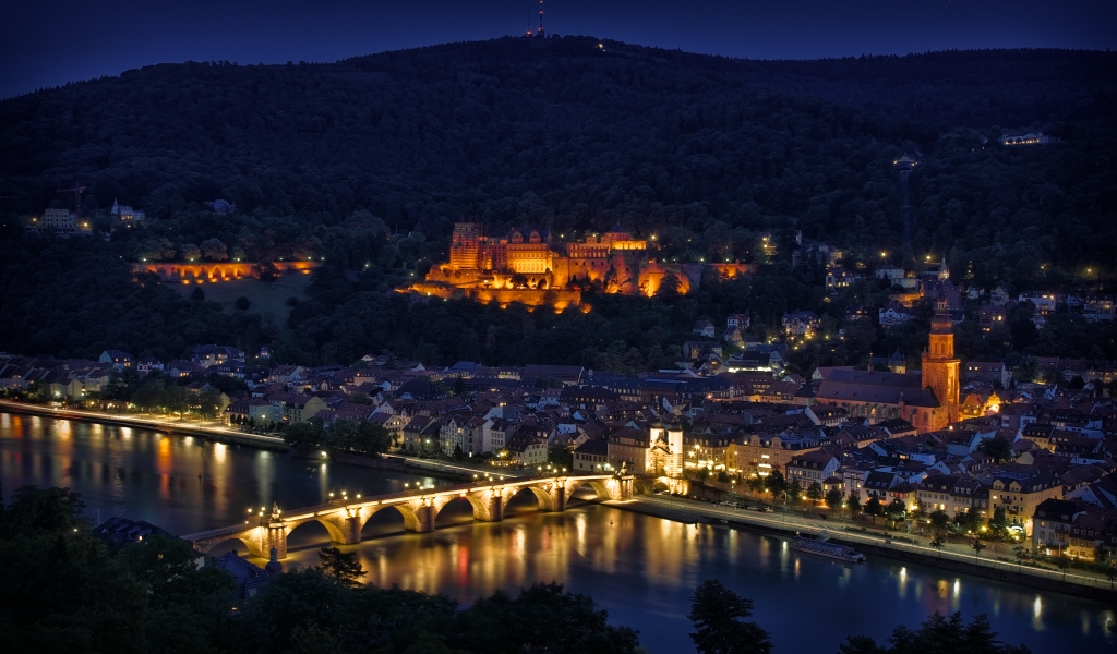 Heidelberg Night Lights for 1024 x 600 widescreen resolution