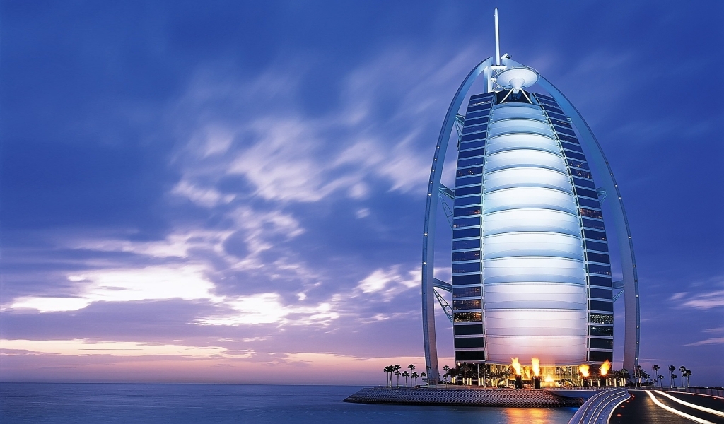 Hotel Burj Al Arab for 1024 x 600 widescreen resolution
