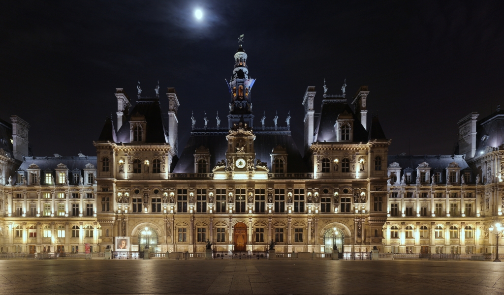 Hotel de Ville Paris for 1024 x 600 widescreen resolution