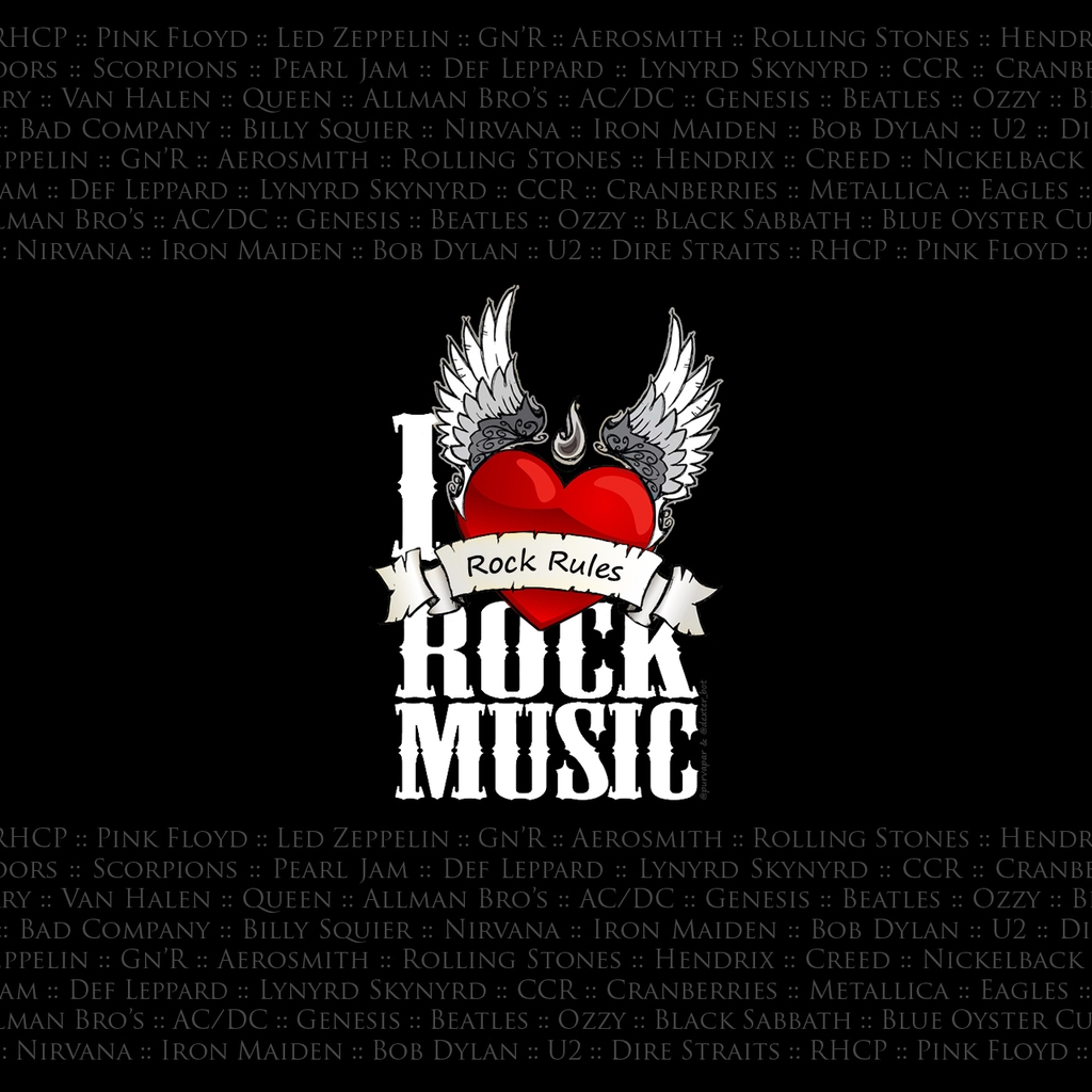 I Love Rock Music for 1024 x 1024 iPad resolution