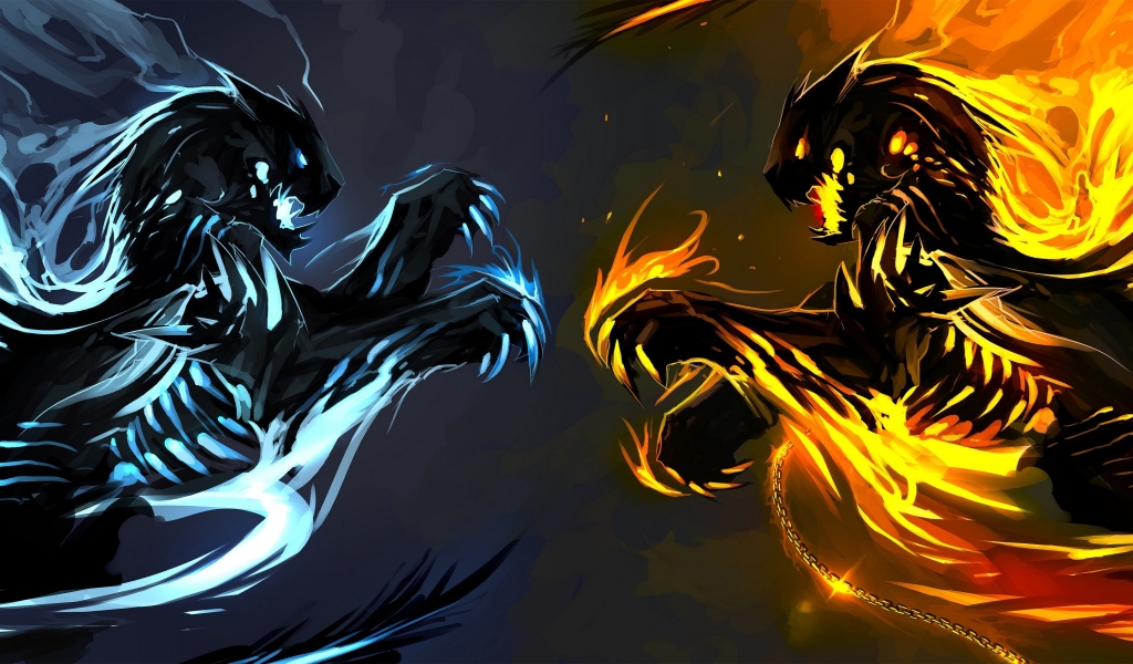 Ice and Fire Dragons for 1024 x 600 widescreen resolution