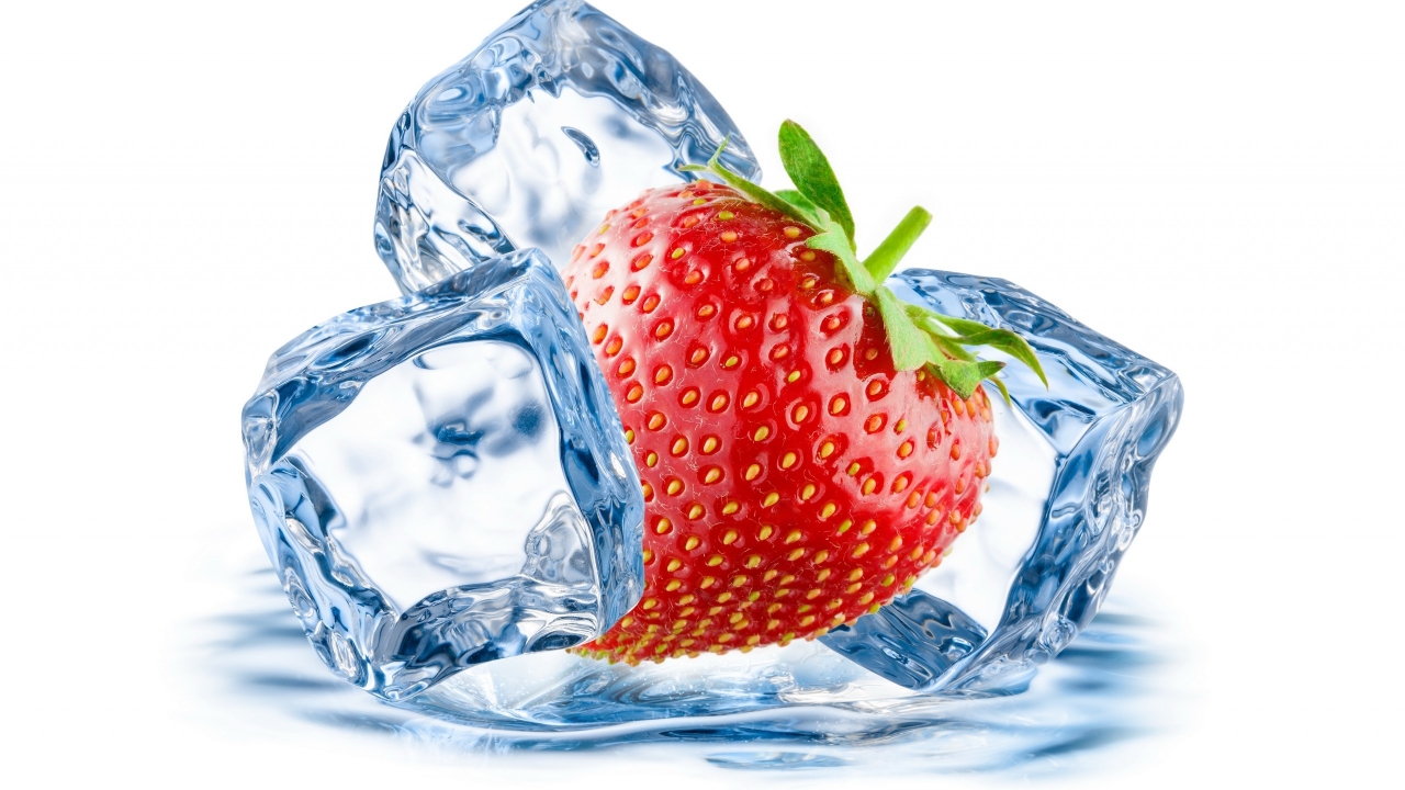 Ice and Strawberry for 1280 x 720 HDTV 720p resolution