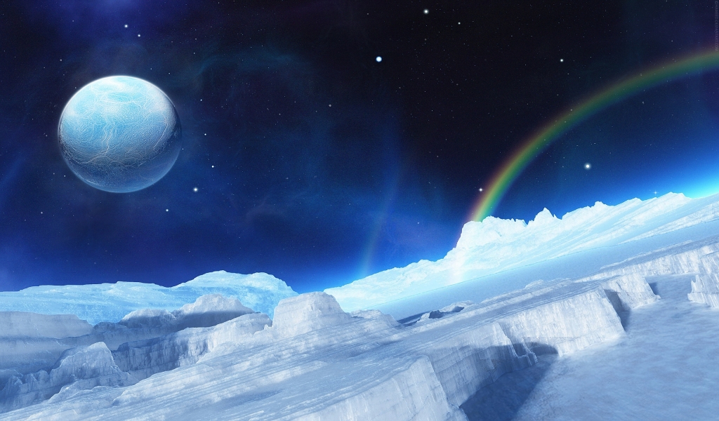 Ice Moon and Stars for 1024 x 600 widescreen resolution