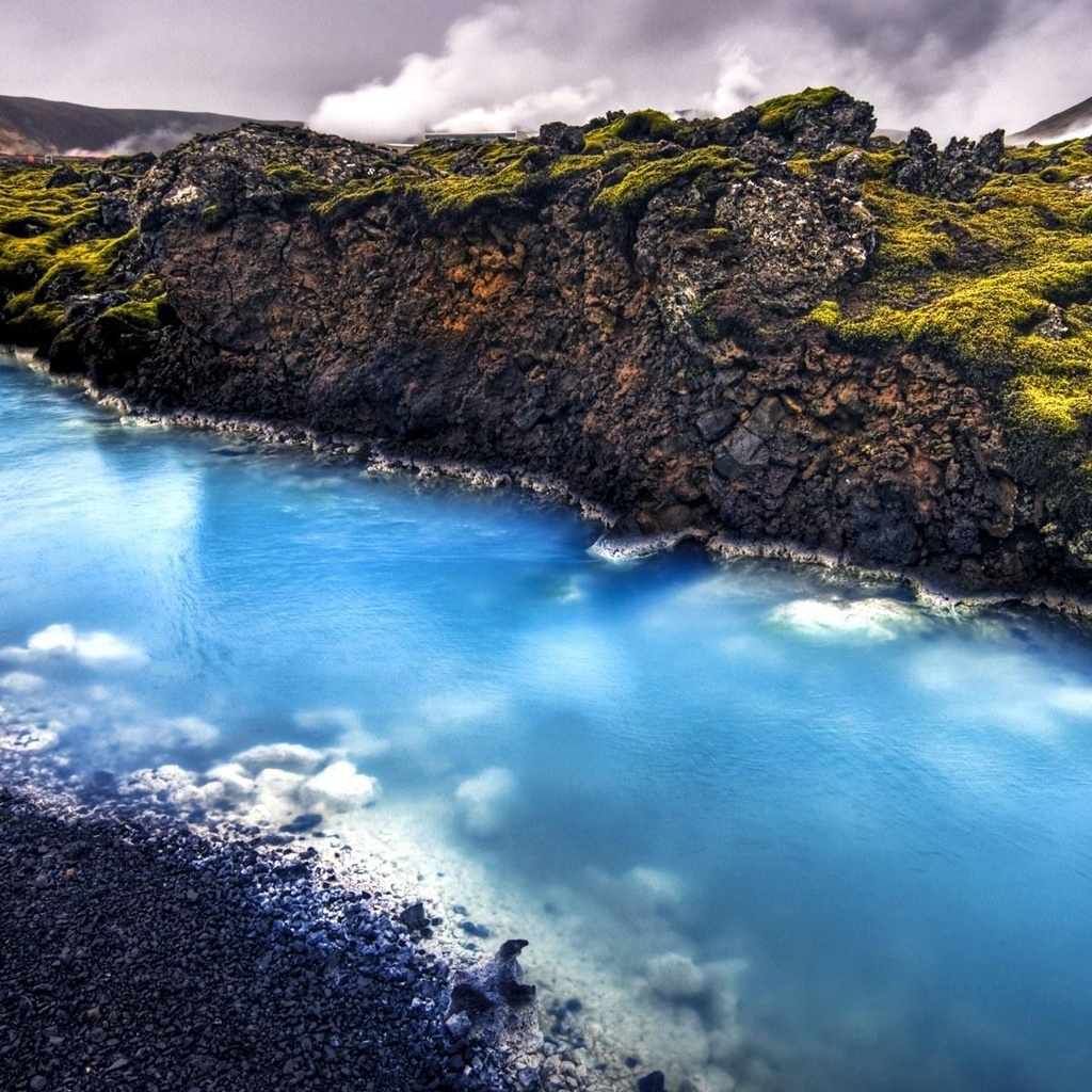 Iceland Landscape the Blue Calcite Stream Near the Geothermal for 1024 x 1024 iPad resolution