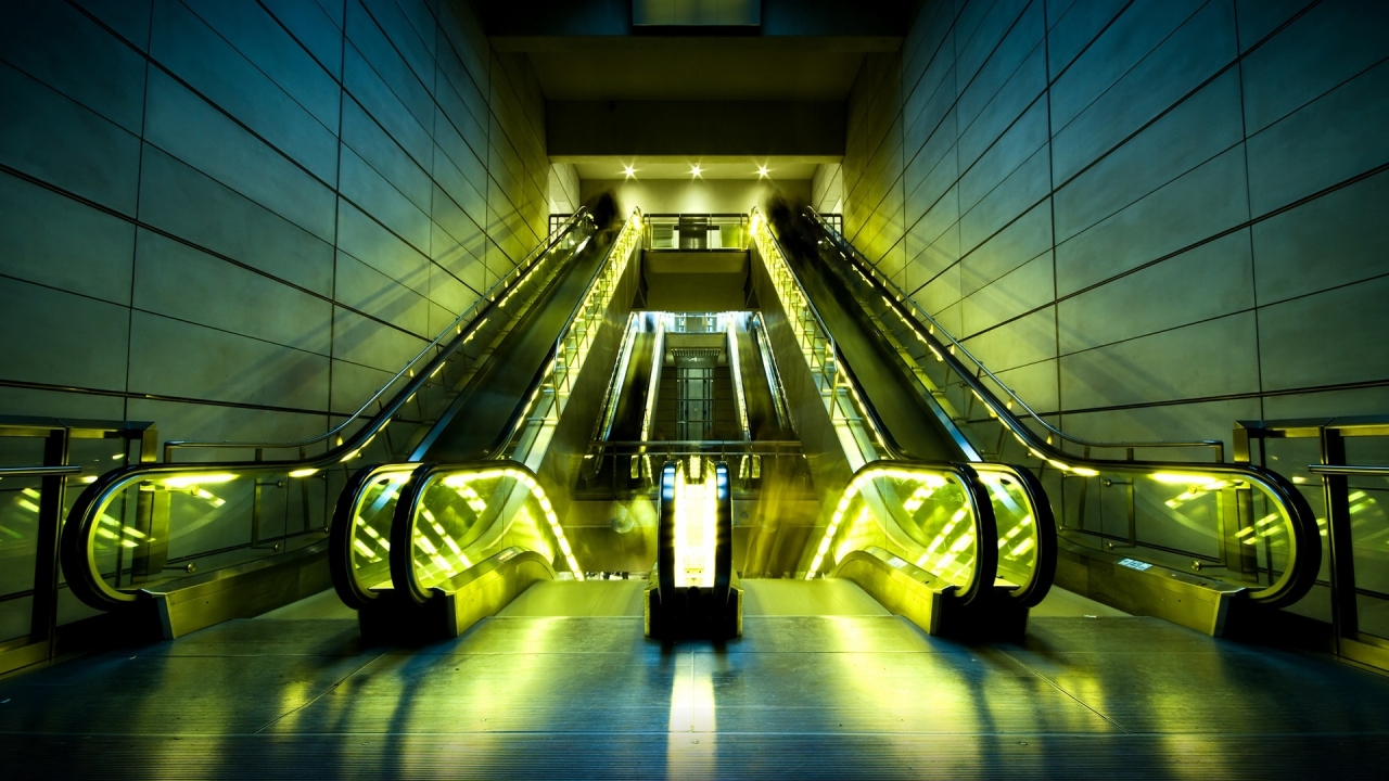 Illuminated Escalators for 1280 x 720 HDTV 720p resolution