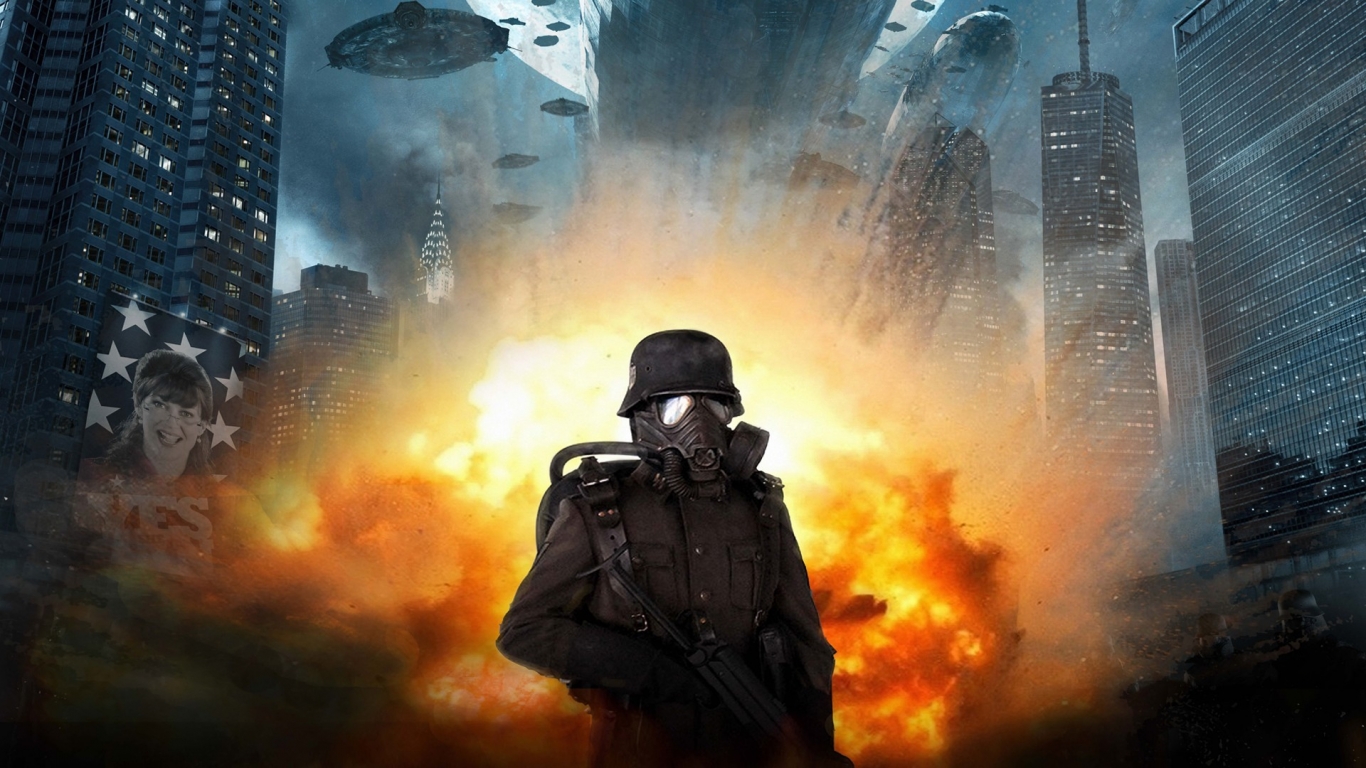 Iron Sky Soldier for 1366 x 768 HDTV resolution