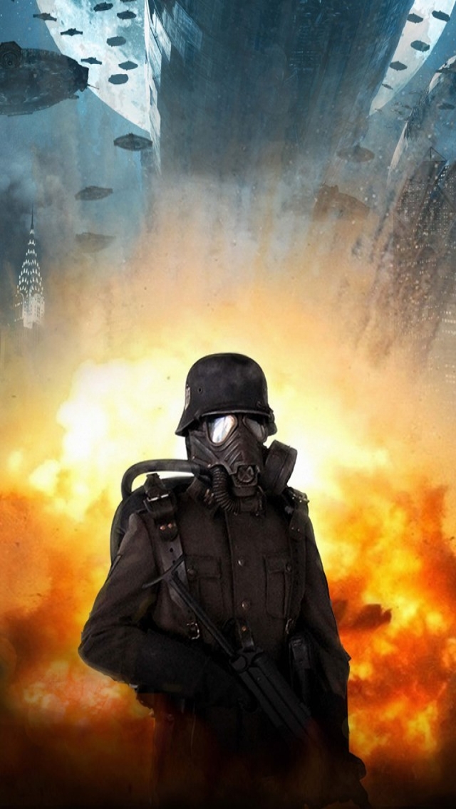 Iron Sky Soldier for 640 x 1136 iPhone 5 resolution