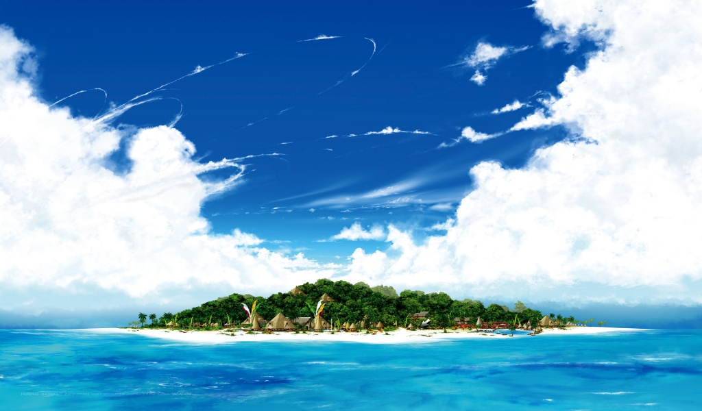 Island Summer Scenary for 1024 x 600 widescreen resolution