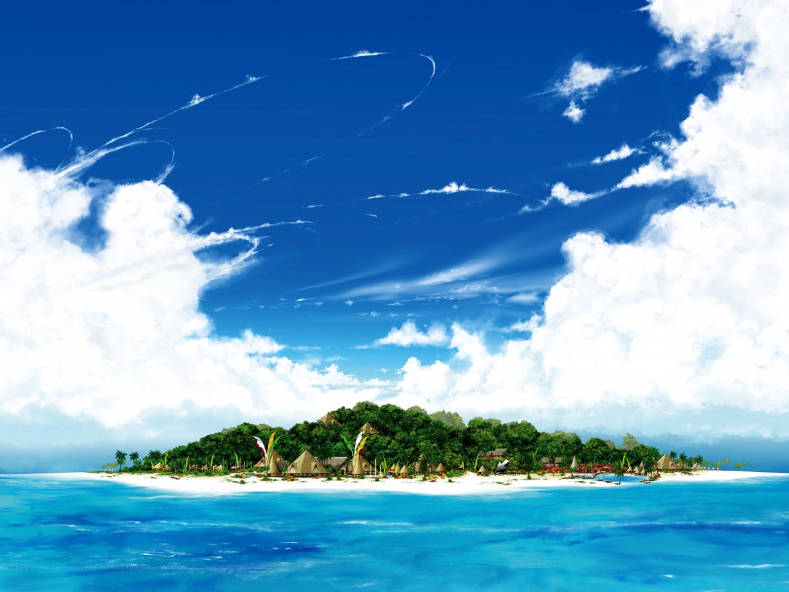 Island Summer Scenary for 1152 x 864 resolution