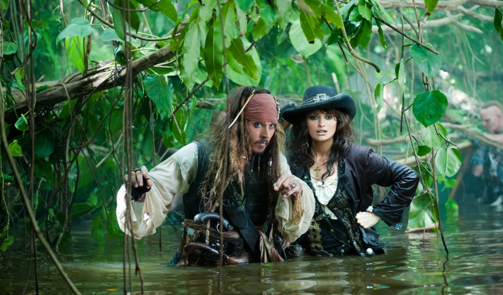 Jack Sparrow and Angelica for 1024 x 600 widescreen resolution