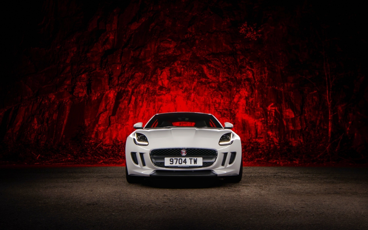 Jaguar F Type White for 1280 x 800 widescreen resolution