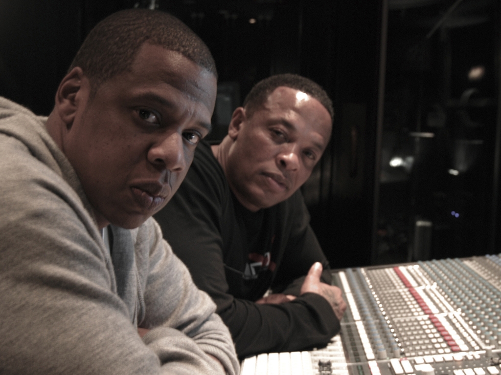 Jaz-Z and Dr Dre in Studio for 1024 x 768 resolution