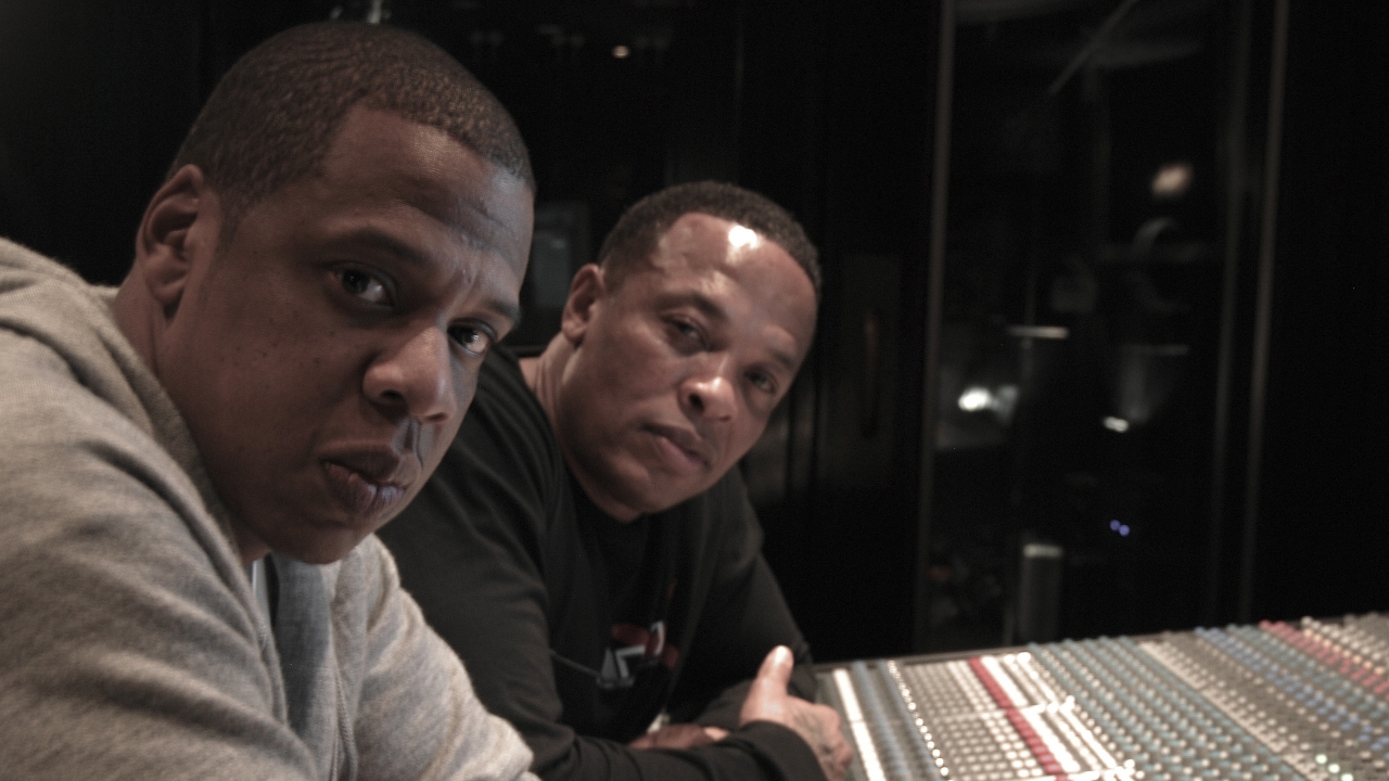 Jaz-Z and Dr Dre in Studio for 1280 x 720 HDTV 720p resolution