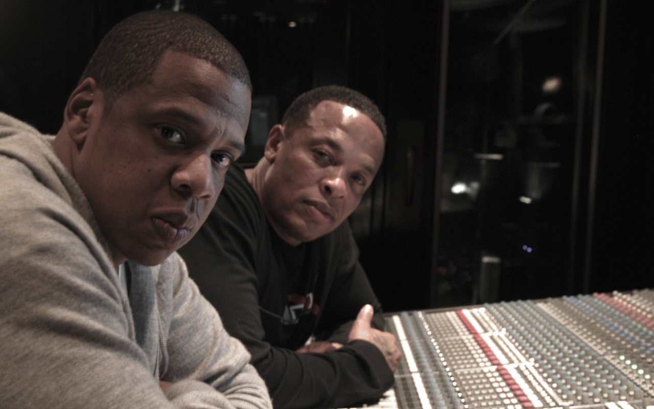 Jaz-Z and Dr Dre in Studio for 1280 x 800 widescreen resolution