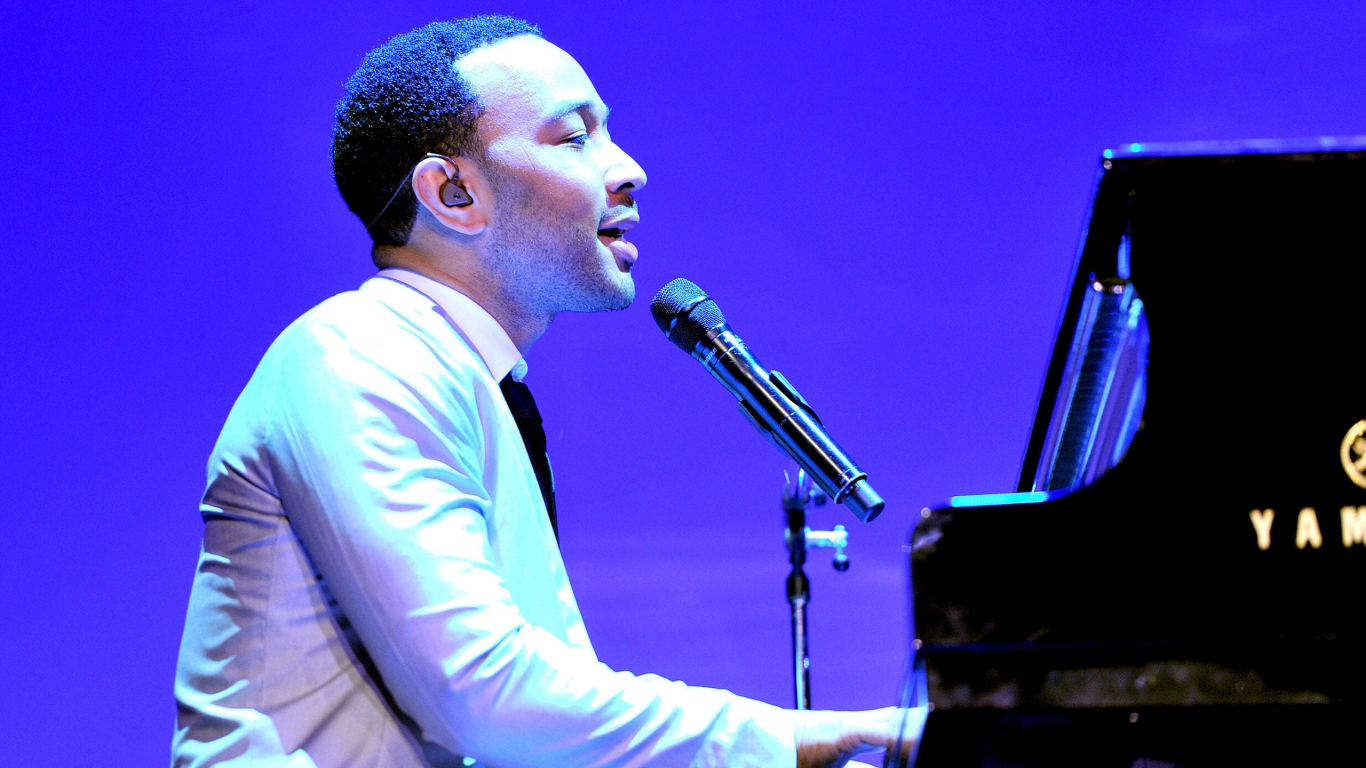 John Legend at Piano for 1366 x 768 HDTV resolution