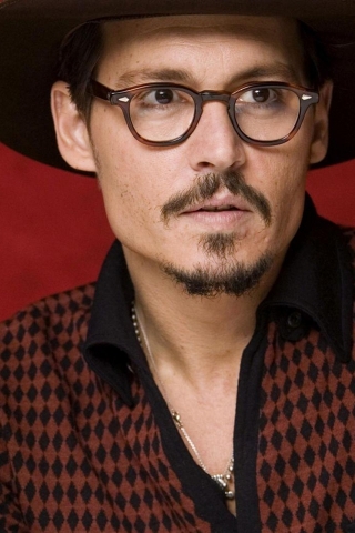 Johnny Depp with Glasses 320 x 480 iPhone Wallpaper