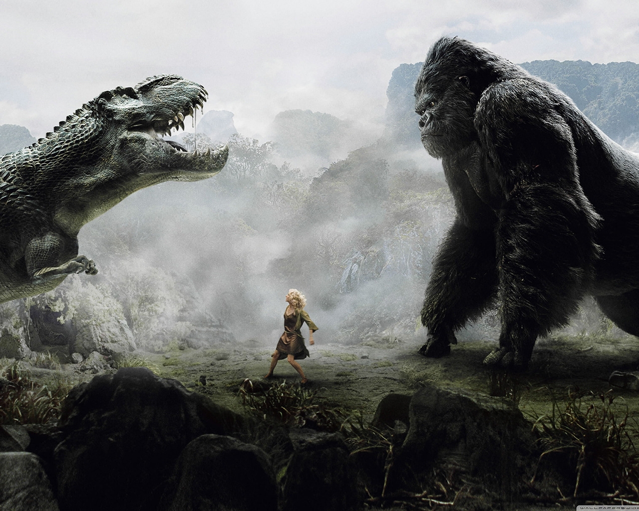 King Kong vs Dinosaur for 1280 x 1024 resolution
