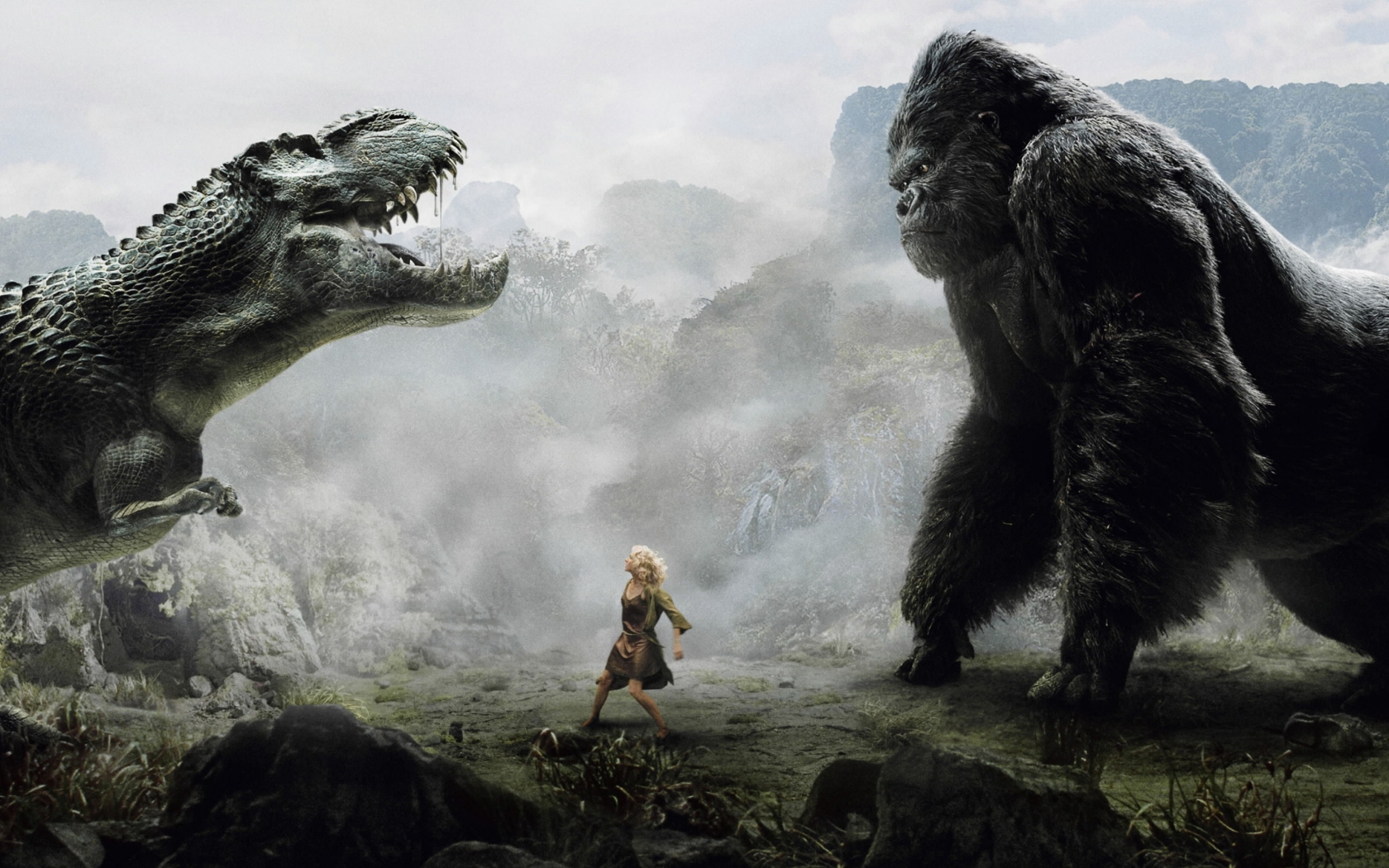 King Kong vs Dinosaur for 1680 x 1050 widescreen resolution