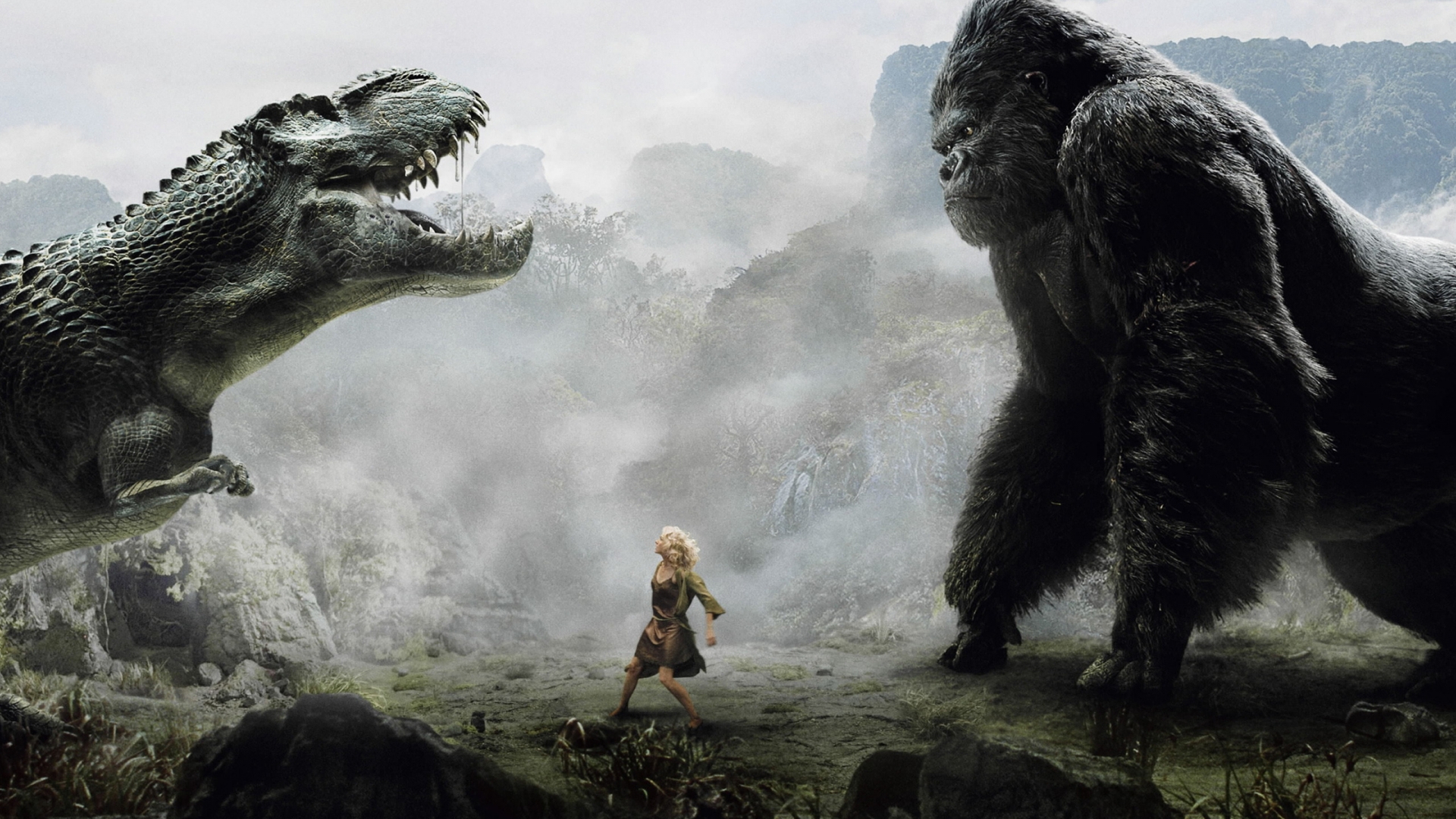 King Kong vs Dinosaur for 1920 x 1080 HDTV 1080p resolution