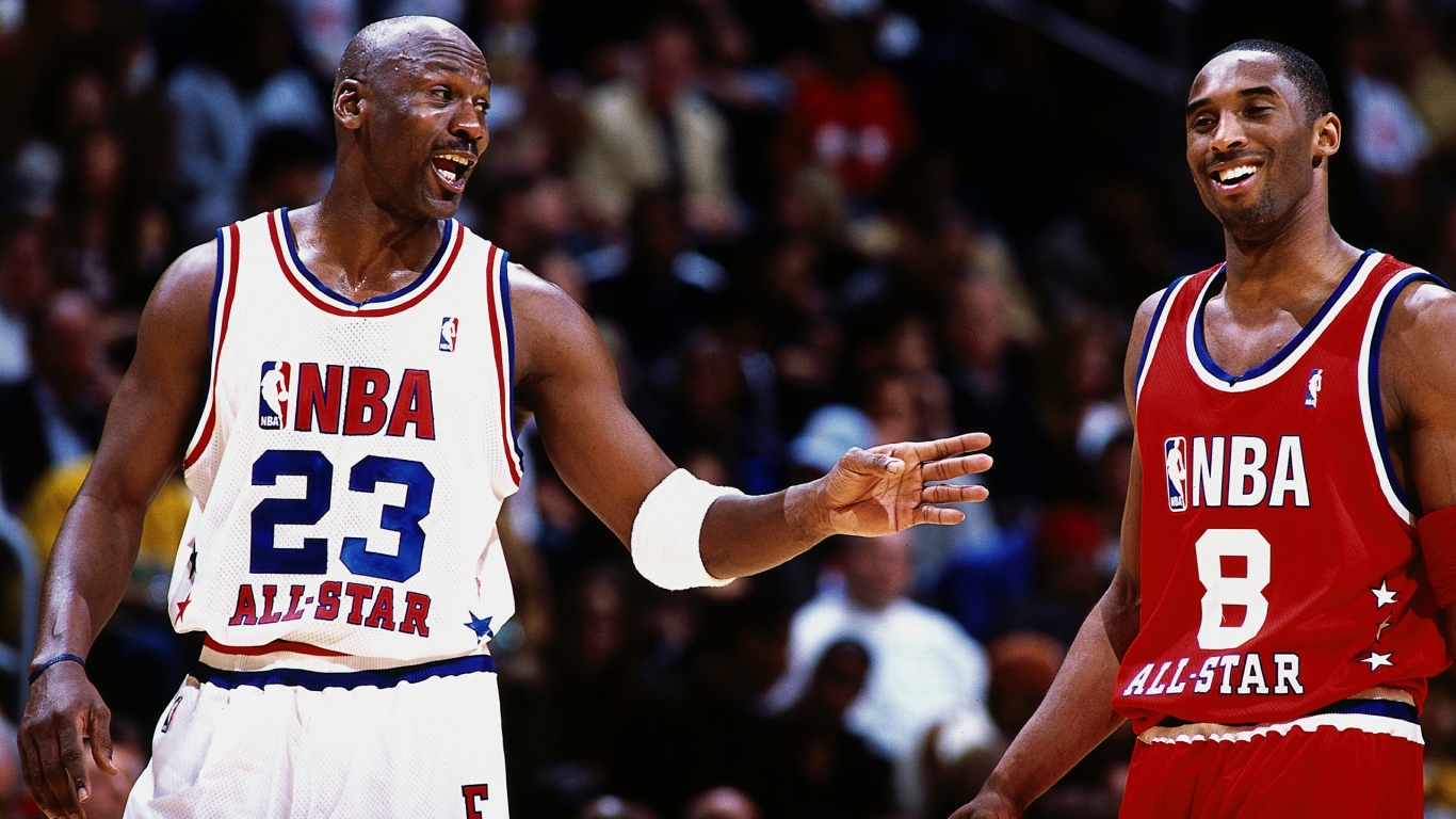Kobe Bryant and Michael Jordan for 1366 x 768 HDTV resolution