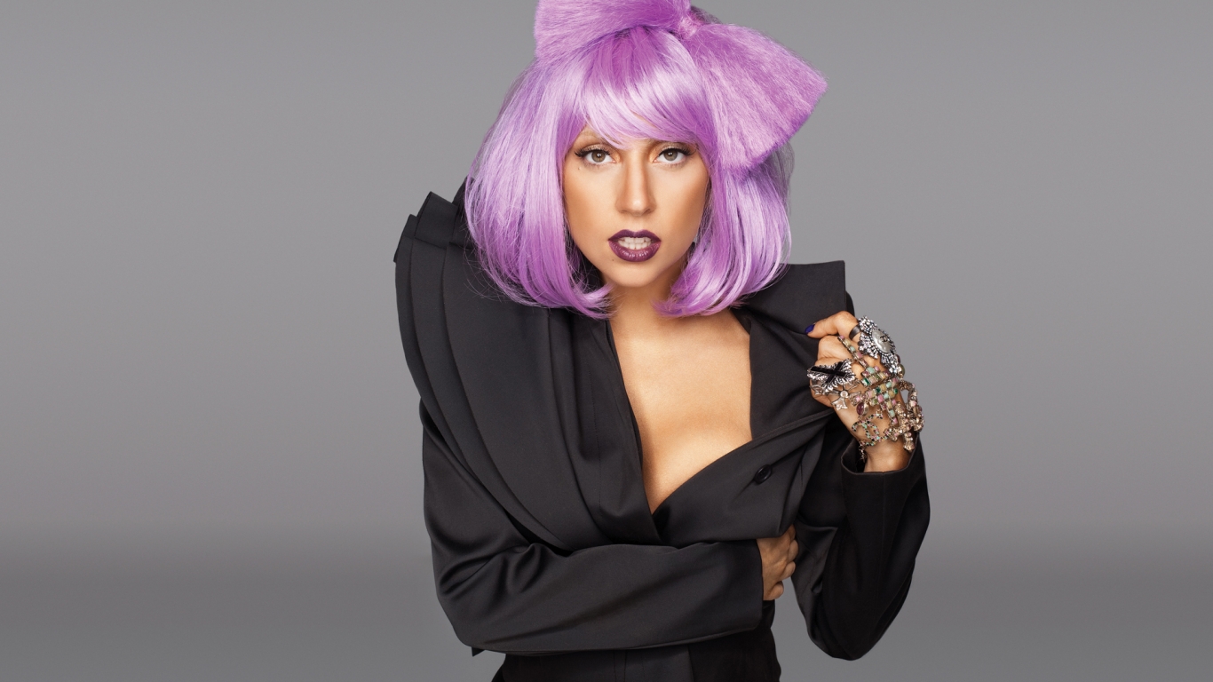Lady Gaga Purple Hair for 1366 x 768 HDTV resolution