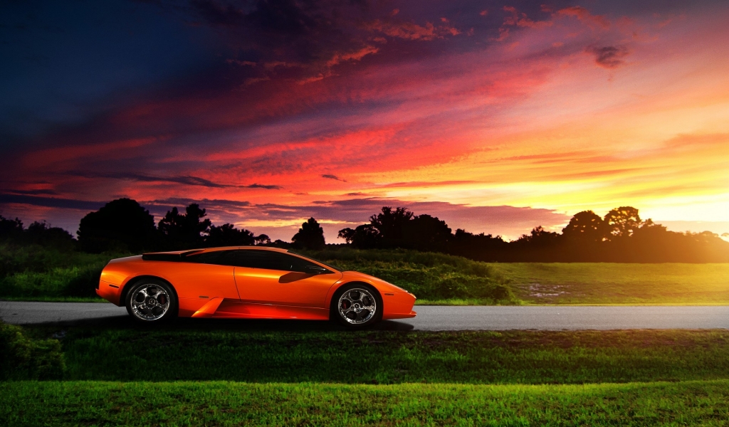 Lamborghini Murcielago Orange for 1024 x 600 widescreen resolution
