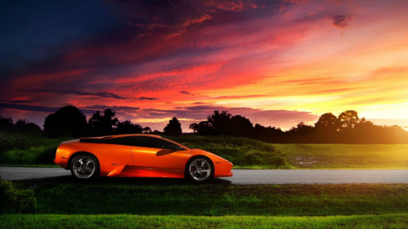 Lamborghini Murcielago Orange for 1366 x 768 HDTV resolution