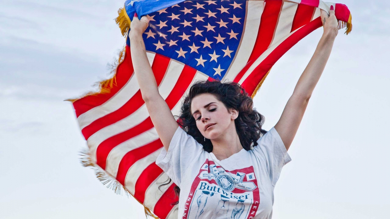 Lana Del Rey American Flag for 1366 x 768 HDTV resolution
