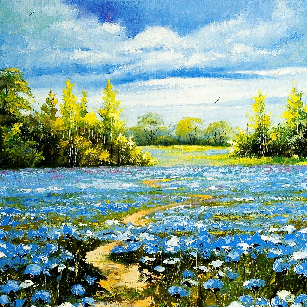 Landscape Oil Painting 1024 x 1024 iPad Wallpaper