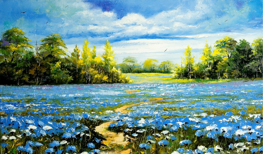 Landscape Oil Painting for 1024 x 600 widescreen resolution