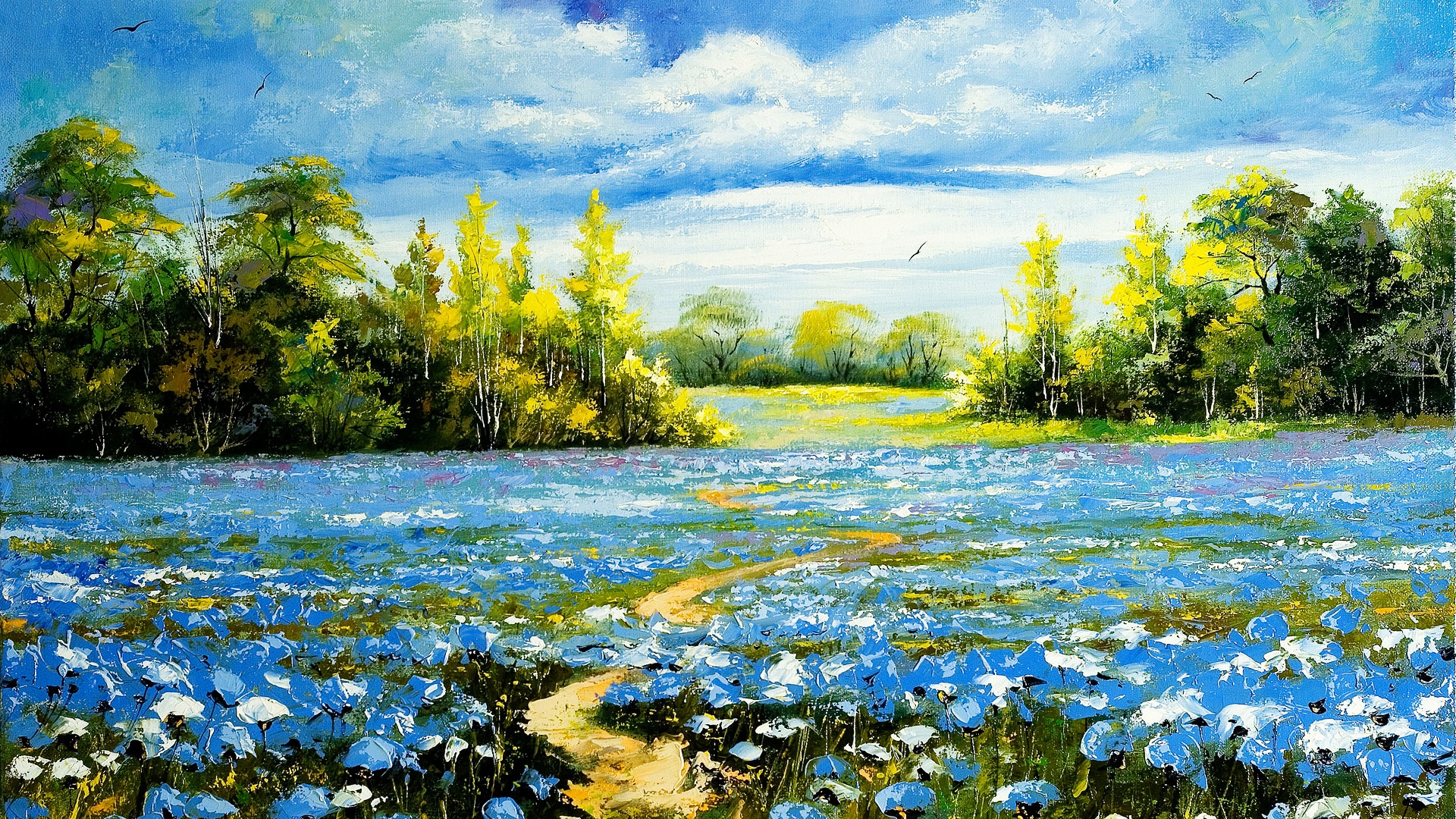Landscape Oil Painting for 1920 x 1080 HDTV 1080p resolution