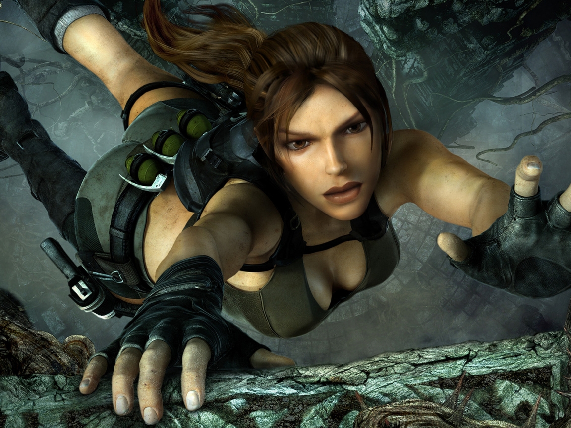 Lara Croft On The Edge for 1152 x 864 resolution