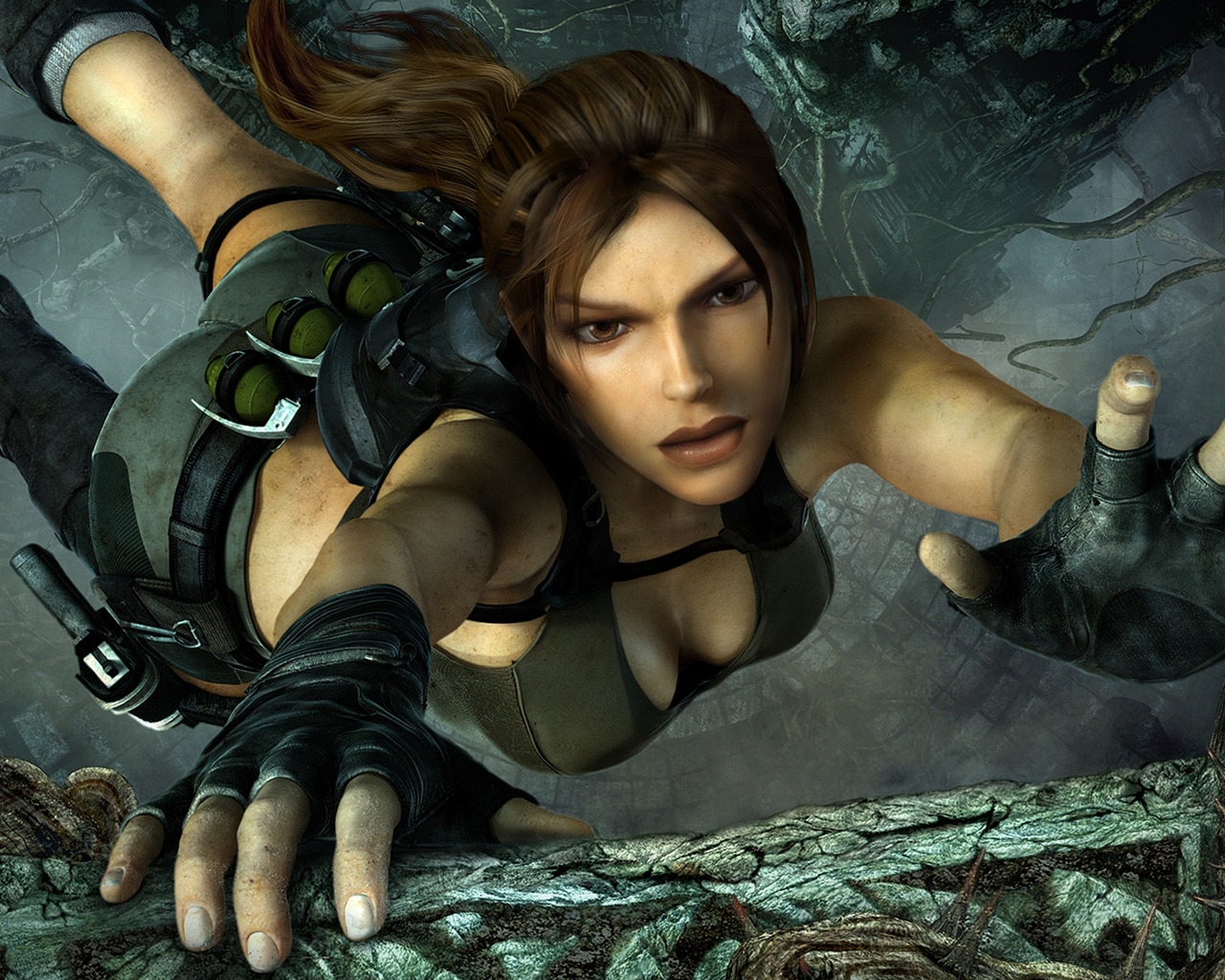 Lara Croft On The Edge for 1280 x 1024 resolution