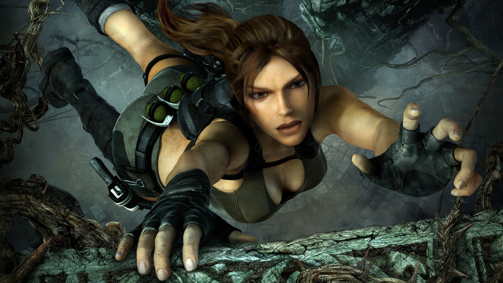 Lara Croft On The Edge for 1680 x 945 HDTV resolution