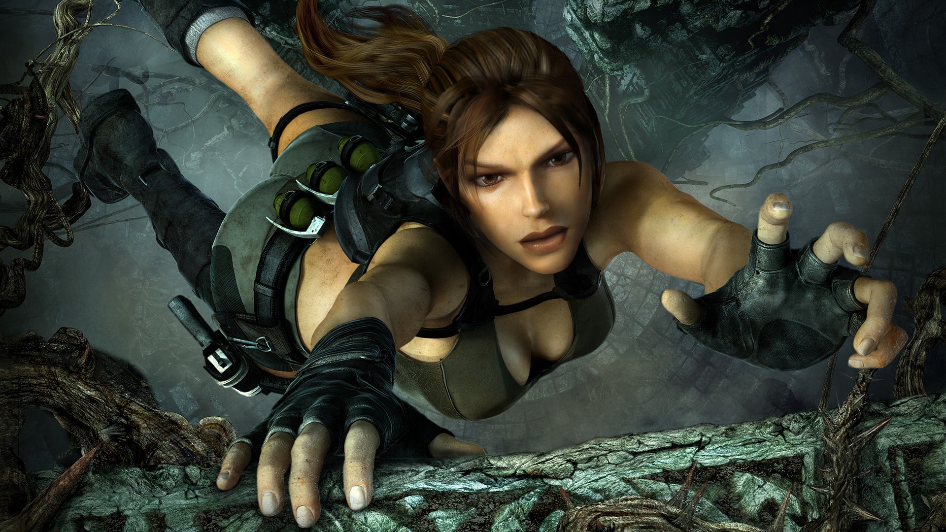 Lara Croft On The Edge for 1920 x 1080 HDTV 1080p resolution