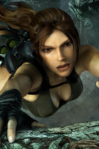 Lara Croft On The Edge for 320 x 480 iPhone resolution
