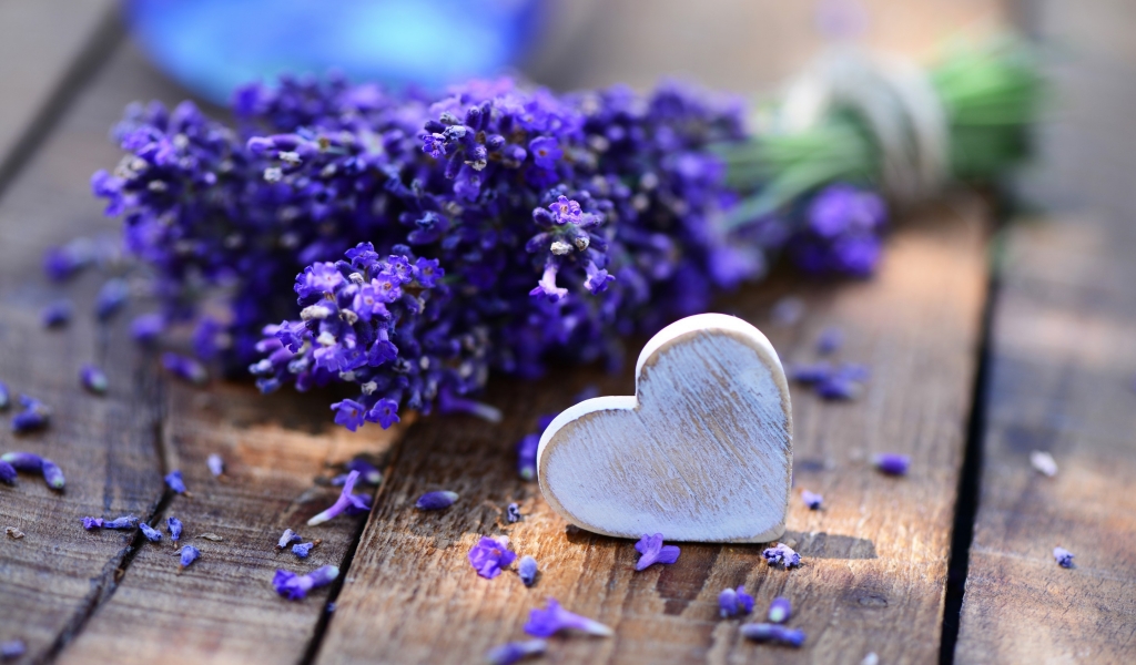 Lavender and Heart for 1024 x 600 widescreen resolution