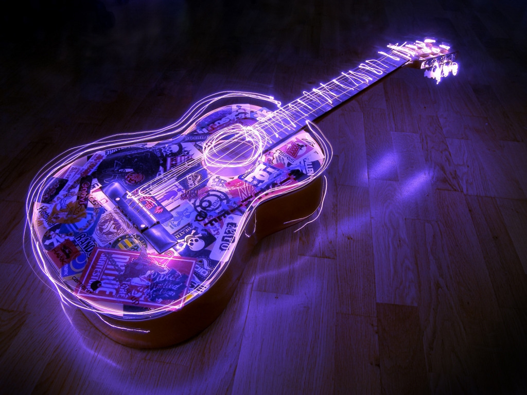 Lighted Guitar for 1024 x 768 resolution