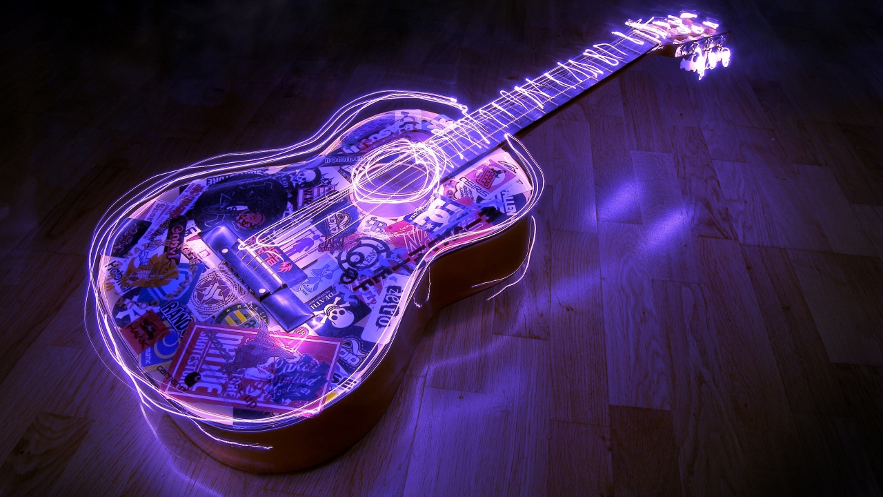 Lighted Guitar for 1280 x 720 HDTV 720p resolution