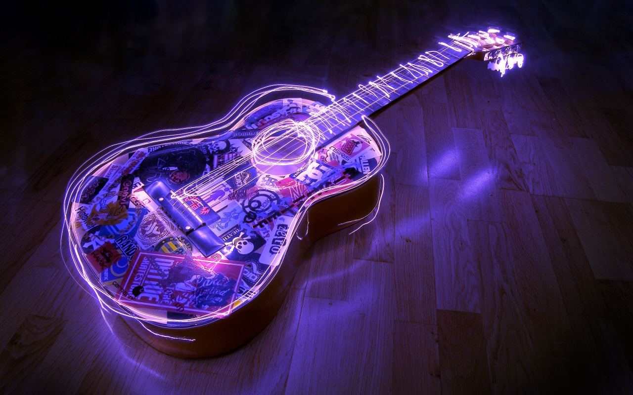 Lighted Guitar for 1280 x 800 widescreen resolution