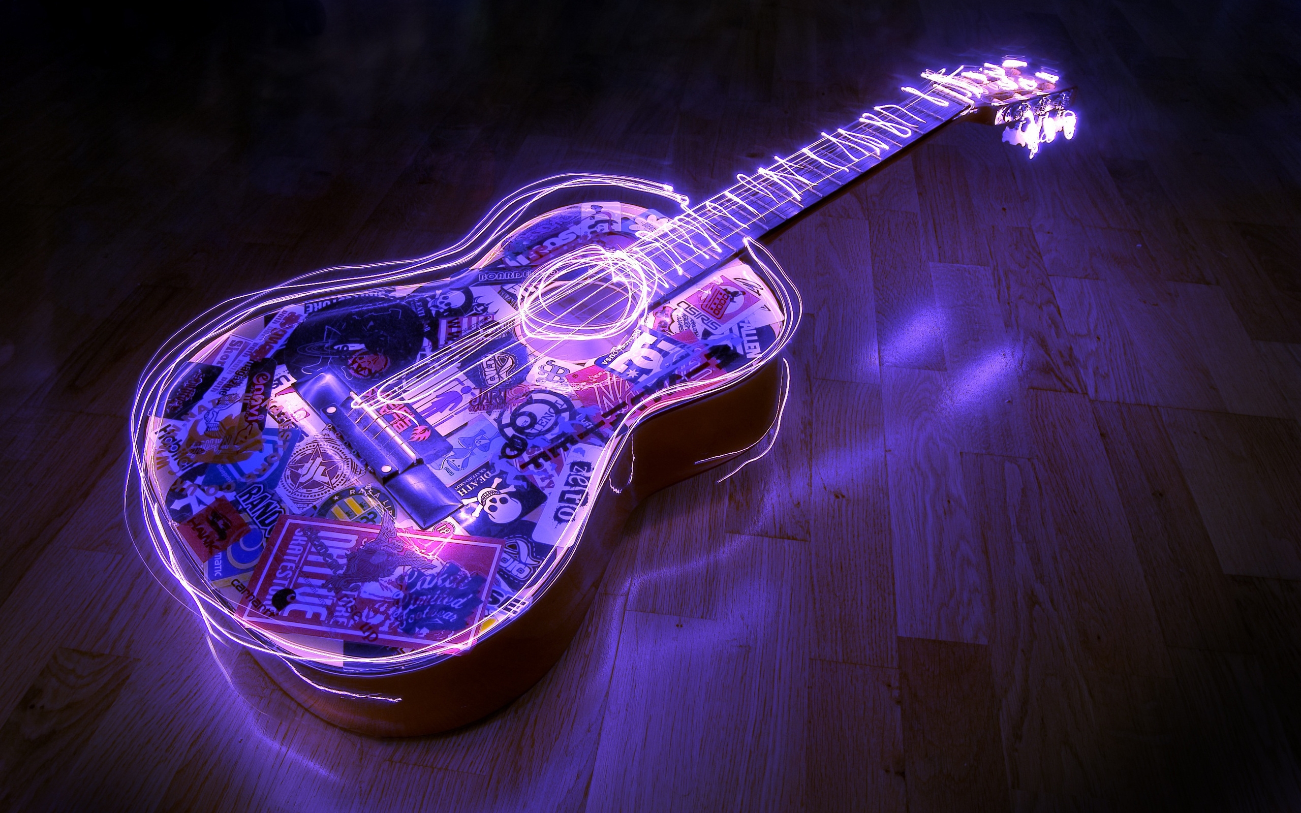 Lighted Guitar for 2560 x 1600 widescreen resolution