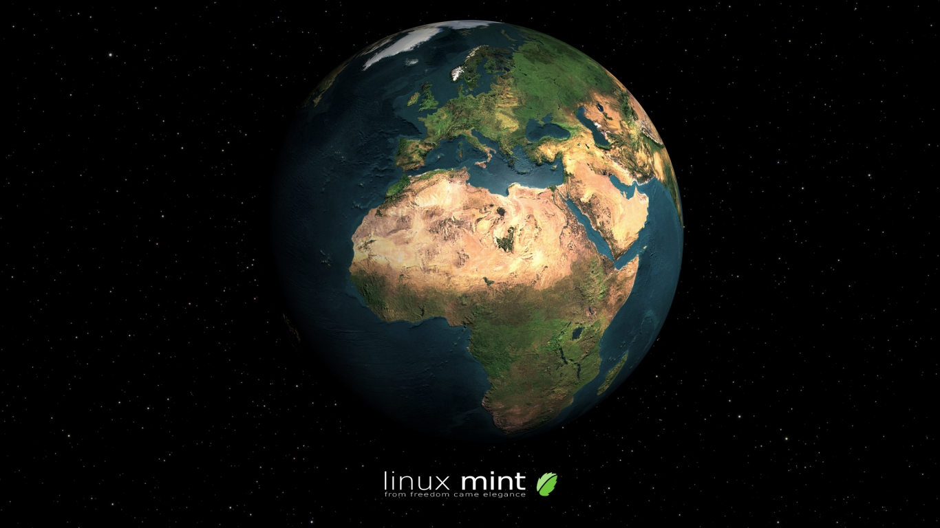 Linux Mint Earth for 1366 x 768 HDTV resolution