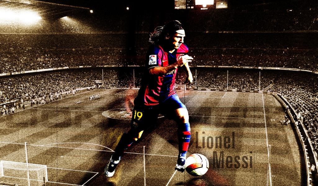 Lionel Messi Barcelona Fan Art for 1024 x 600 widescreen resolution