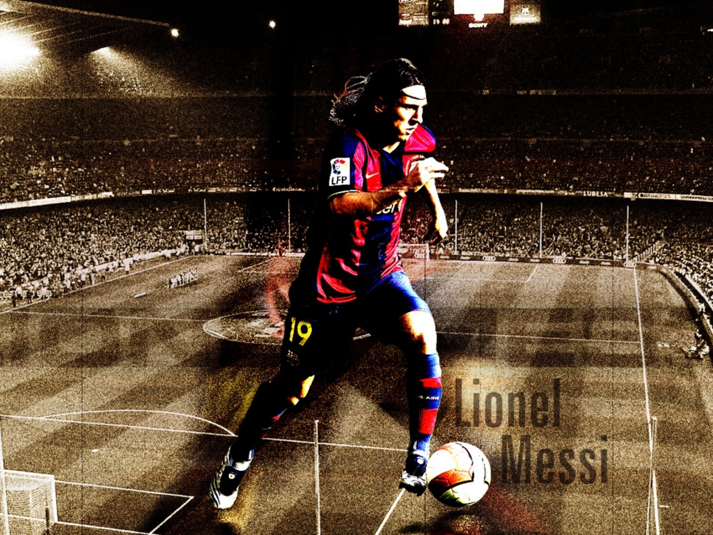 Lionel Messi Barcelona Fan Art for 1024 x 768 resolution