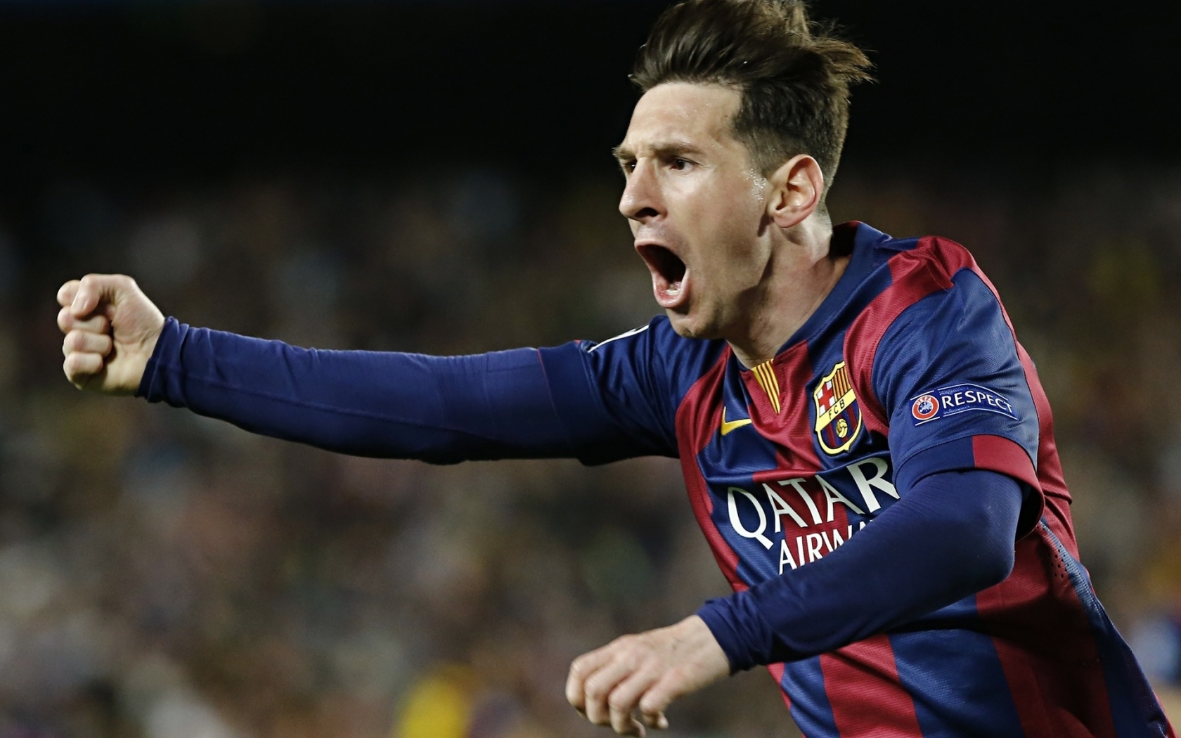 Lionel Messi Celebrating for 1680 x 1050 widescreen resolution