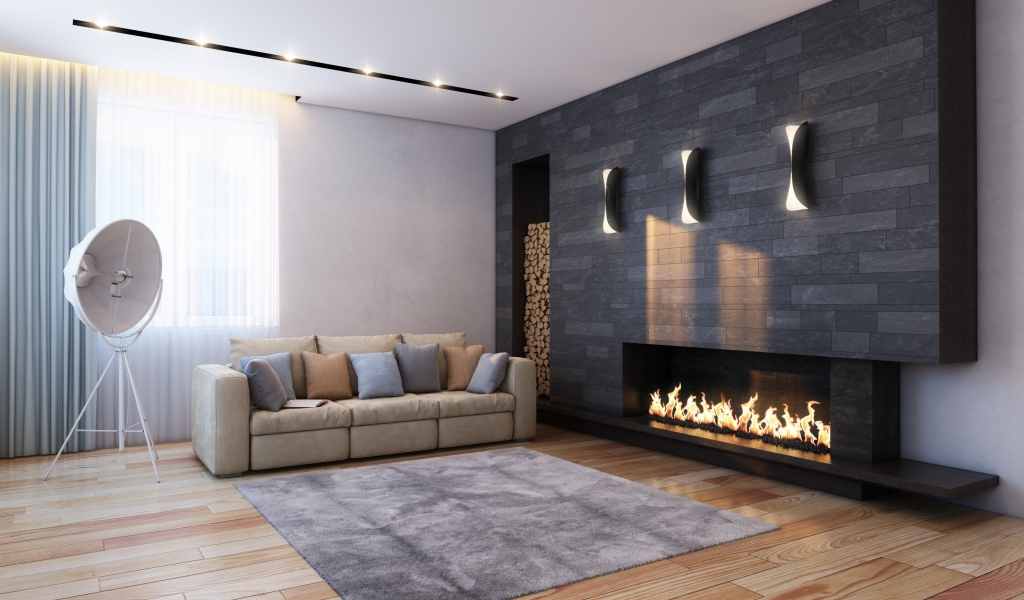 Living Room Fireplace for 1024 x 600 widescreen resolution