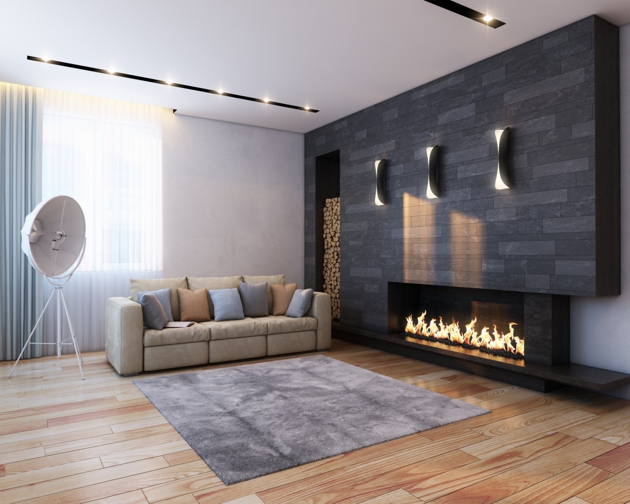 Living Room Fireplace for 1280 x 1024 resolution