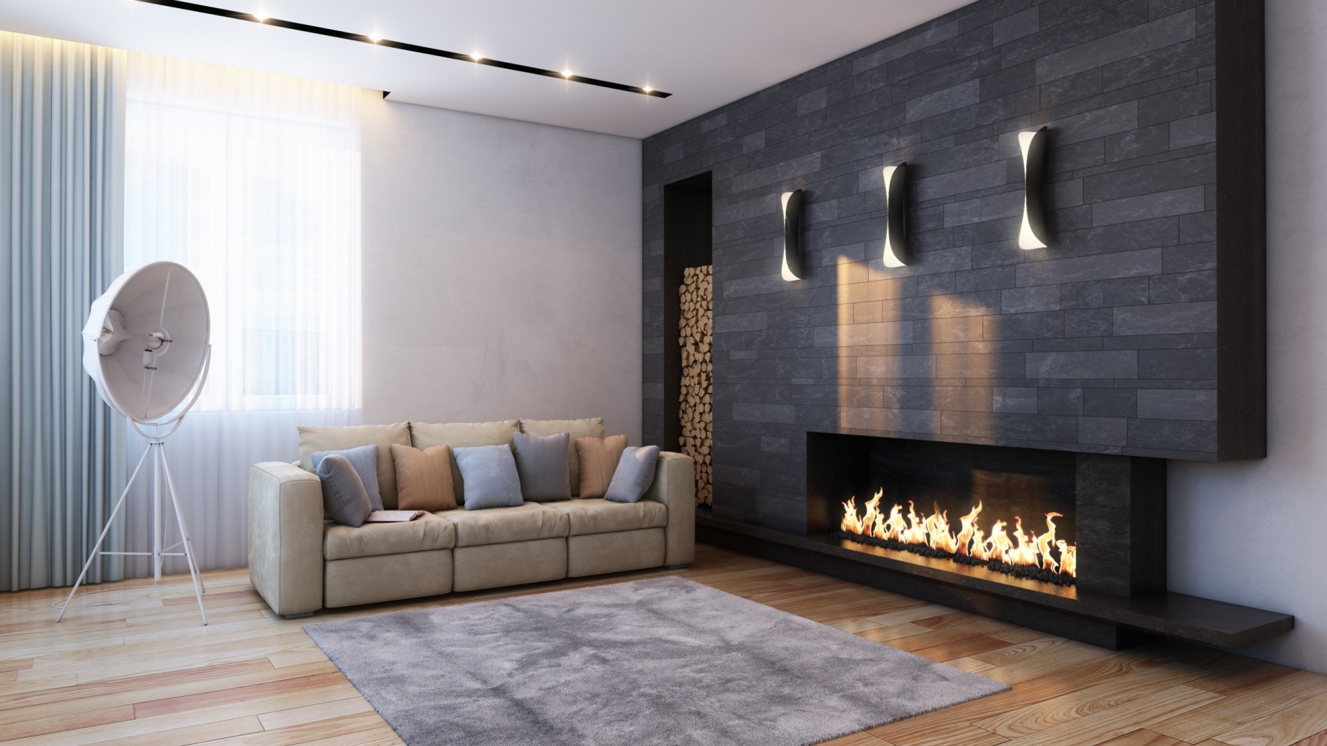 Living Room Fireplace 1920 X 1080