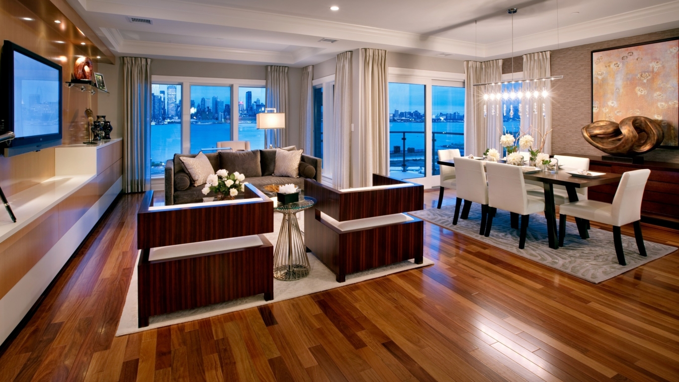 Living Room Interior Design for 1366 x 768 HDTV resolution